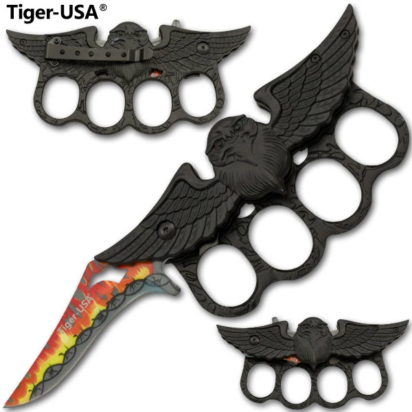 Tiger USA Fire and Barbed Wire Eagle Knuckle Knife